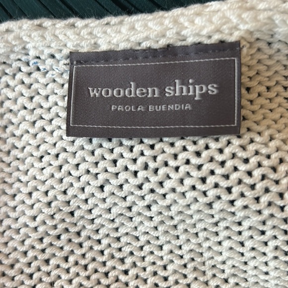 Wooden Ships Blue & White Tie Dye Printed Oversized Short Sleeve Knit Sweater XS - Picture 9 of 11